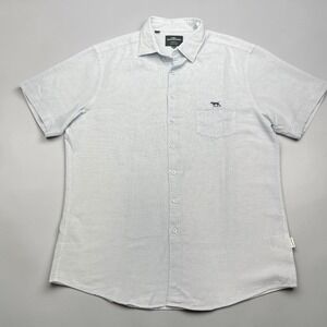 Rodd Gunn Mens 2XL LOGO Light Blue Italian Fabric Sports Fit Short Sleeve Shirt